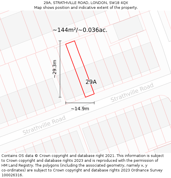 29A, STRATHVILLE ROAD, LONDON, SW18 4QX: Plot and title map