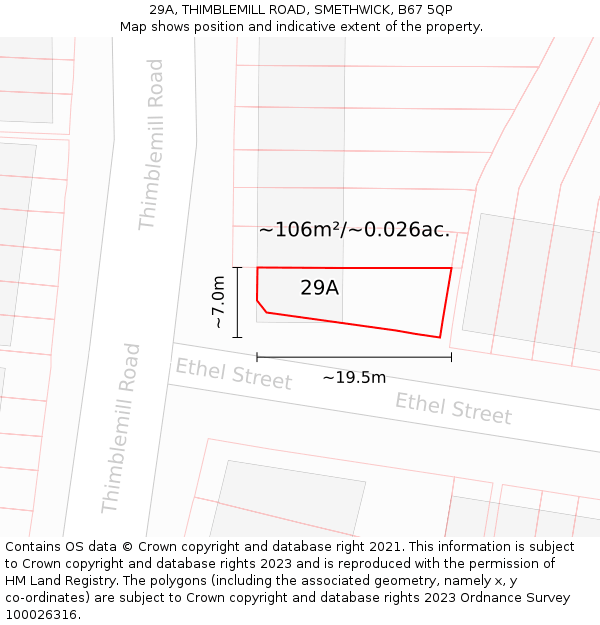 29A, THIMBLEMILL ROAD, SMETHWICK, B67 5QP: Plot and title map