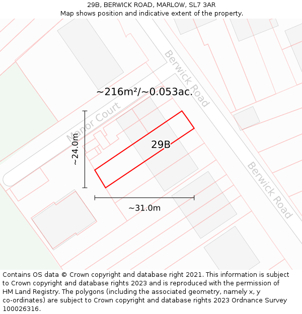 29B, BERWICK ROAD, MARLOW, SL7 3AR: Plot and title map