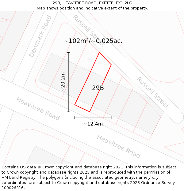 29B, HEAVITREE ROAD, EXETER, EX1 2LG: Plot and title map