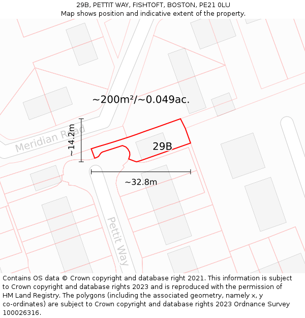 29B, PETTIT WAY, FISHTOFT, BOSTON, PE21 0LU: Plot and title map