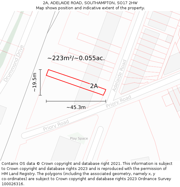 2A, ADELAIDE ROAD, SOUTHAMPTON, SO17 2HW: Plot and title map