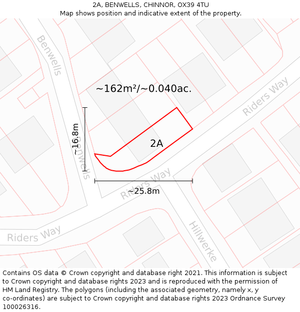 2A, BENWELLS, CHINNOR, OX39 4TU: Plot and title map