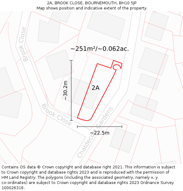 2A, BROOK CLOSE, BOURNEMOUTH, BH10 5JP: Plot and title map