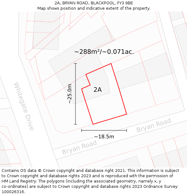 2A, BRYAN ROAD, BLACKPOOL, FY3 9BE: Plot and title map