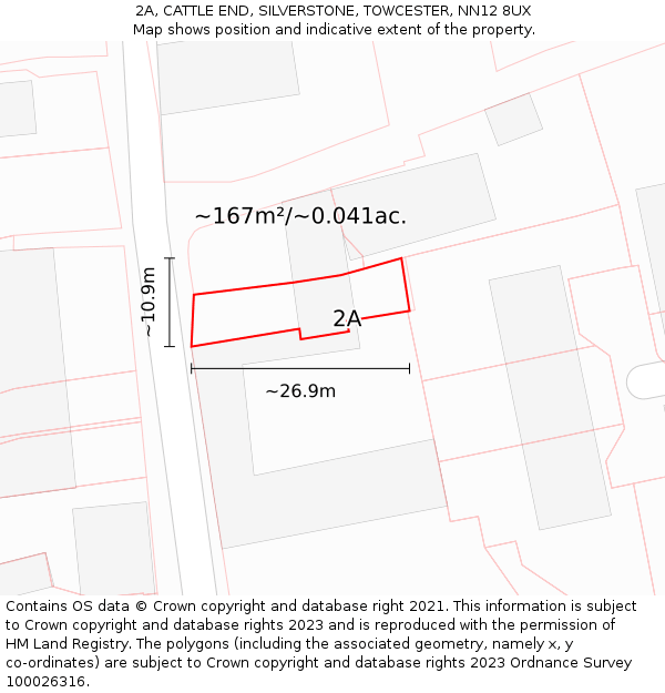 2A, CATTLE END, SILVERSTONE, TOWCESTER, NN12 8UX: Plot and title map