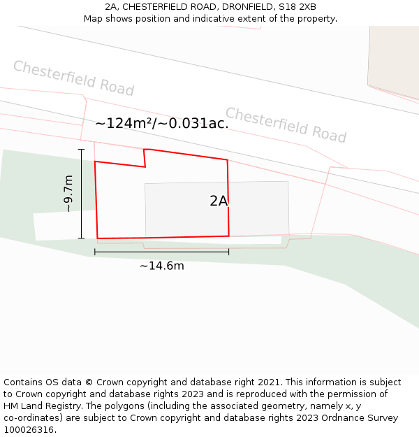 2A, CHESTERFIELD ROAD, DRONFIELD, S18 2XB: Plot and title map