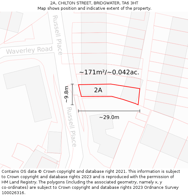 2A, CHILTON STREET, BRIDGWATER, TA6 3HT: Plot and title map