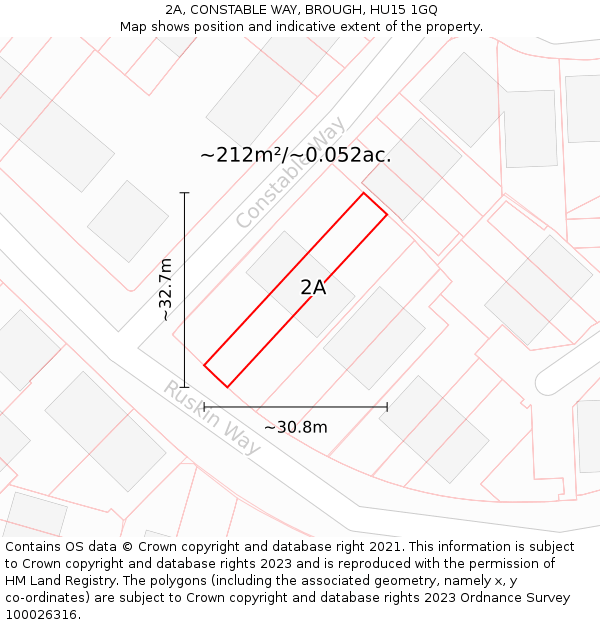 2A, CONSTABLE WAY, BROUGH, HU15 1GQ: Plot and title map