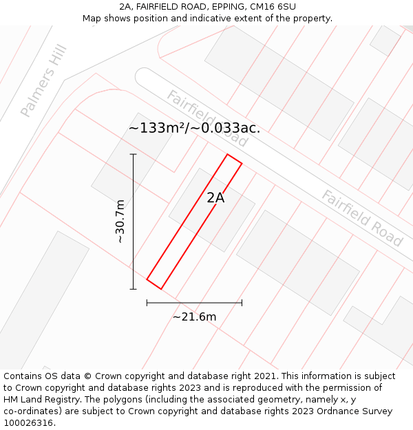 2A, FAIRFIELD ROAD, EPPING, CM16 6SU: Plot and title map