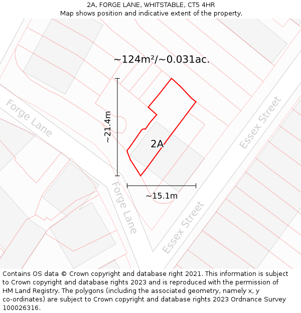 2A, FORGE LANE, WHITSTABLE, CT5 4HR: Plot and title map
