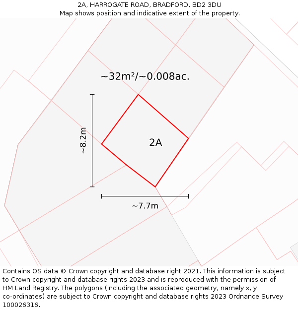 2A, HARROGATE ROAD, BRADFORD, BD2 3DU: Plot and title map