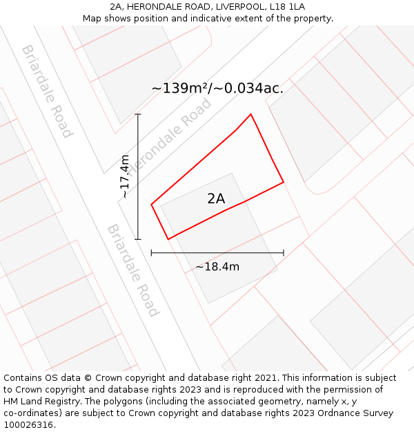 2A, HERONDALE ROAD, LIVERPOOL, L18 1LA: Plot and title map