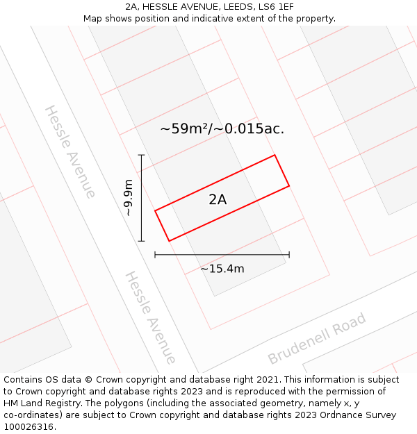 2A, HESSLE AVENUE, LEEDS, LS6 1EF: Plot and title map