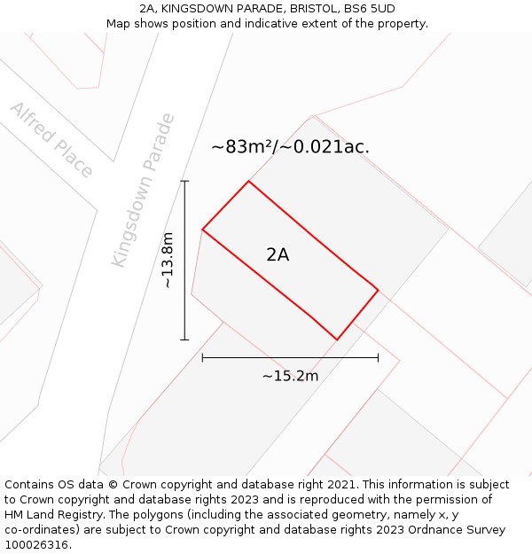 2A, KINGSDOWN PARADE, BRISTOL, BS6 5UD: Plot and title map