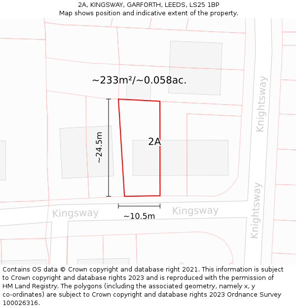 2A, KINGSWAY, GARFORTH, LEEDS, LS25 1BP: Plot and title map