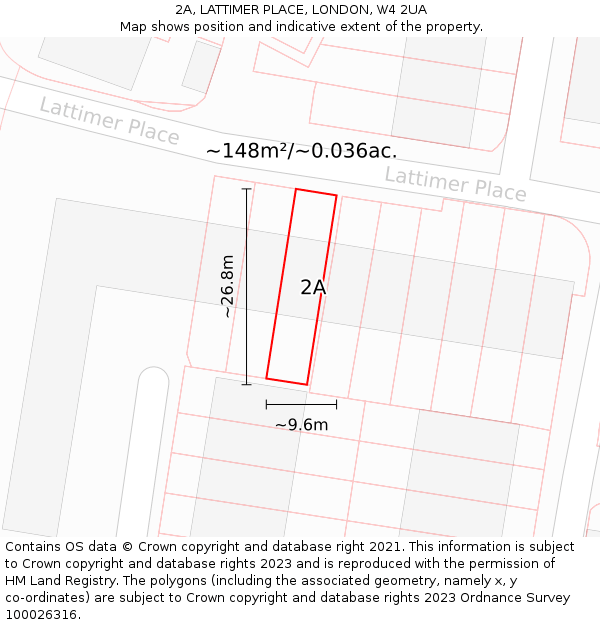 2A, LATTIMER PLACE, LONDON, W4 2UA: Plot and title map