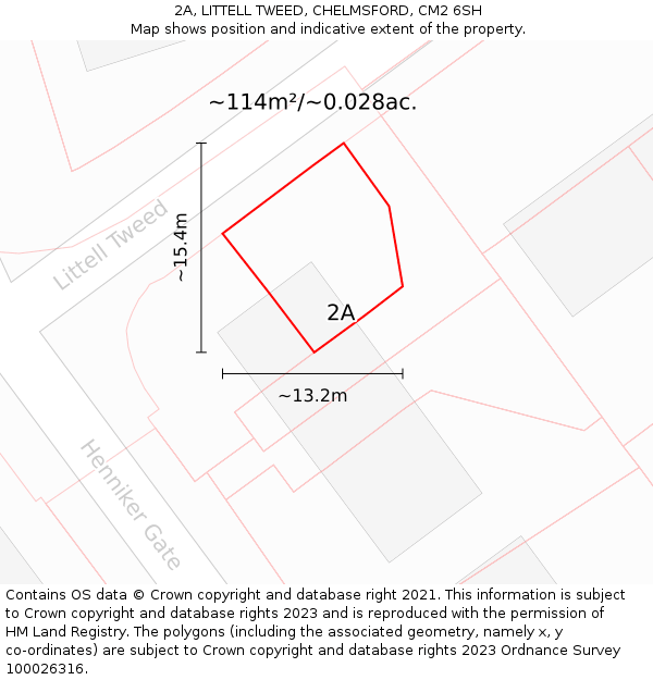 2A, LITTELL TWEED, CHELMSFORD, CM2 6SH: Plot and title map