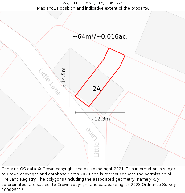 2A, LITTLE LANE, ELY, CB6 1AZ: Plot and title map