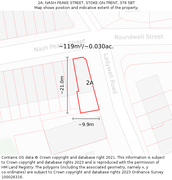 2A, NASH PEAKE STREET, STOKE-ON-TRENT, ST6 5BT: Plot and title map