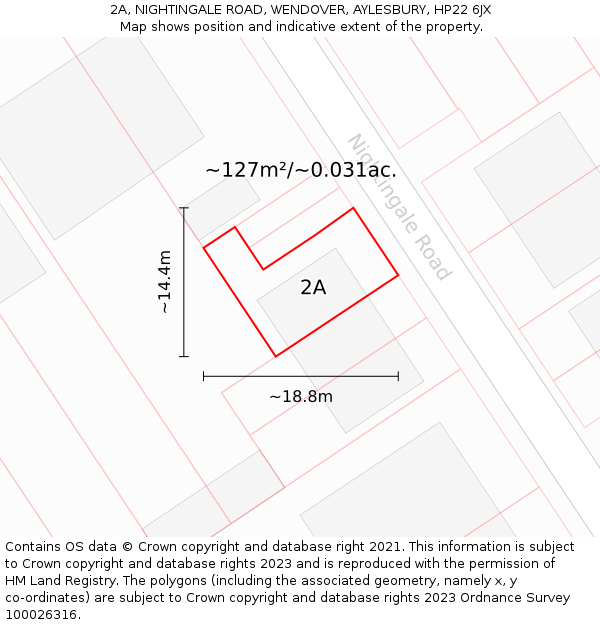 2A, NIGHTINGALE ROAD, WENDOVER, AYLESBURY, HP22 6JX: Plot and title map