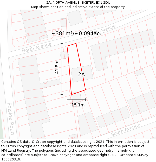 2A, NORTH AVENUE, EXETER, EX1 2DU: Plot and title map