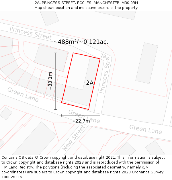 2A, PRINCESS STREET, ECCLES, MANCHESTER, M30 0RH: Plot and title map