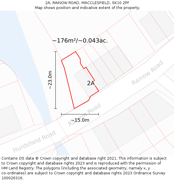 2A, RAINOW ROAD, MACCLESFIELD, SK10 2PF: Plot and title map