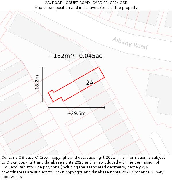 2A, ROATH COURT ROAD, CARDIFF, CF24 3SB: Plot and title map