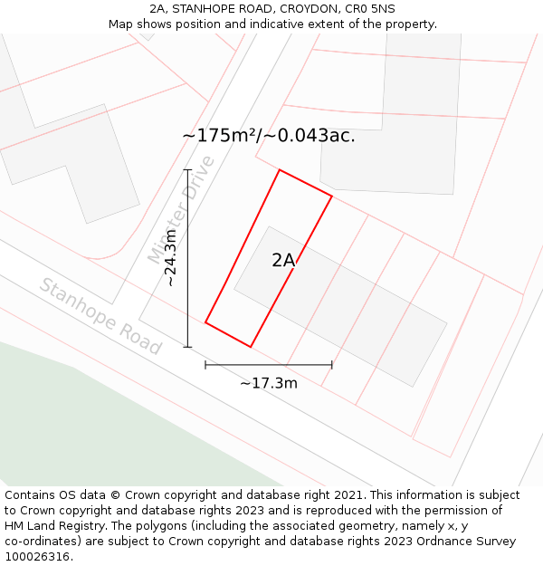 2A, STANHOPE ROAD, CROYDON, CR0 5NS: Plot and title map