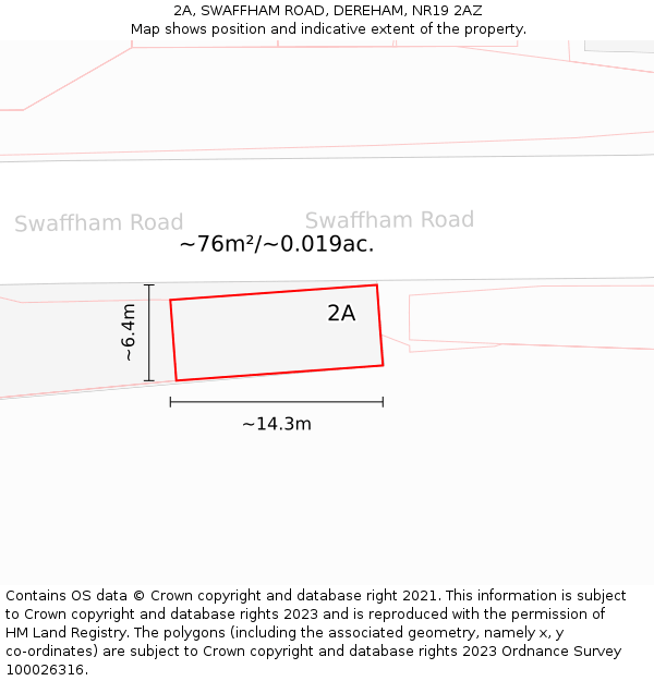 2A, SWAFFHAM ROAD, DEREHAM, NR19 2AZ: Plot and title map