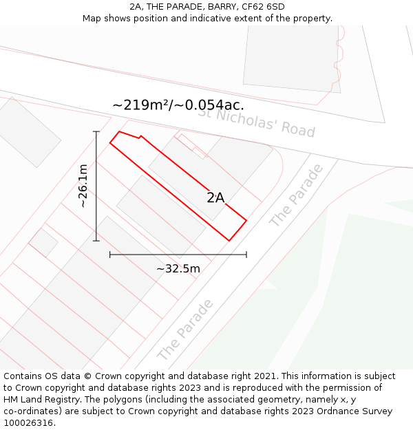 2A, THE PARADE, BARRY, CF62 6SD: Plot and title map