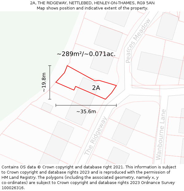 2A, THE RIDGEWAY, NETTLEBED, HENLEY-ON-THAMES, RG9 5AN: Plot and title map