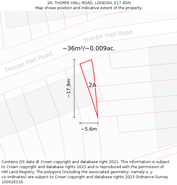 2A, THORPE HALL ROAD, LONDON, E17 4DN: Plot and title map