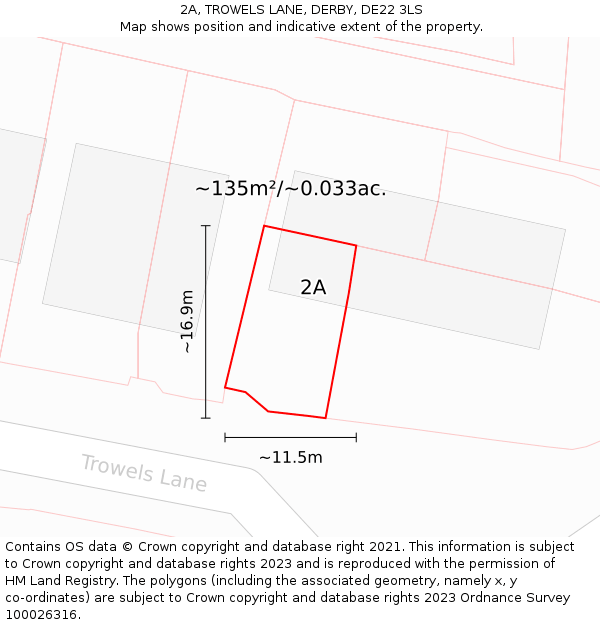 2A, TROWELS LANE, DERBY, DE22 3LS: Plot and title map