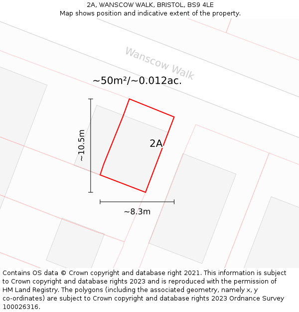 2A, WANSCOW WALK, BRISTOL, BS9 4LE: Plot and title map