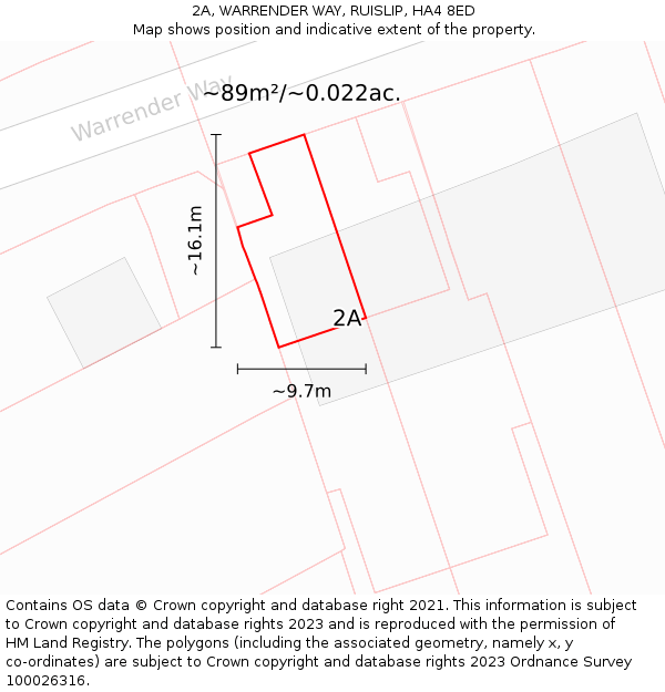 2A, WARRENDER WAY, RUISLIP, HA4 8ED: Plot and title map