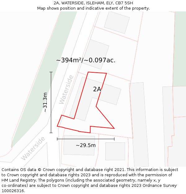 2A, WATERSIDE, ISLEHAM, ELY, CB7 5SH: Plot and title map