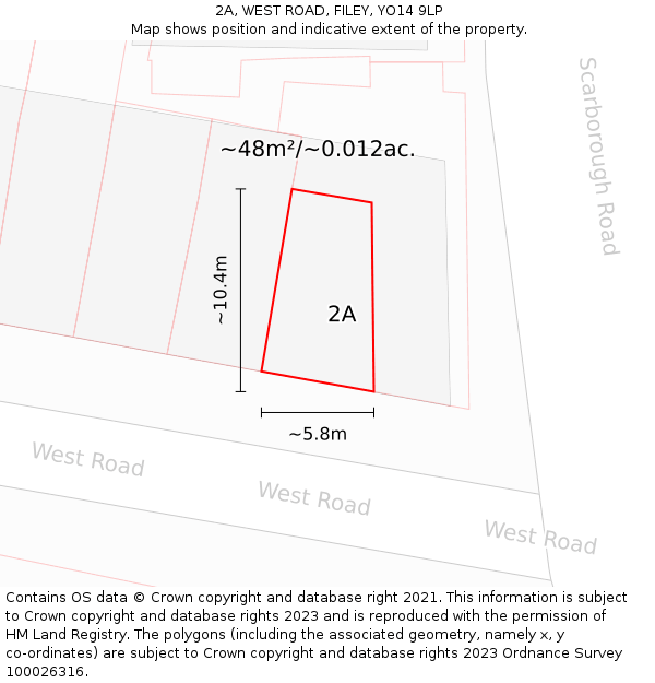 2A, WEST ROAD, FILEY, YO14 9LP: Plot and title map