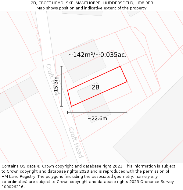 2B, CROFT HEAD, SKELMANTHORPE, HUDDERSFIELD, HD8 9EB: Plot and title map