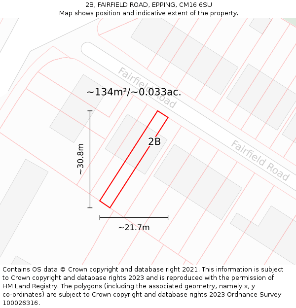 2B, FAIRFIELD ROAD, EPPING, CM16 6SU: Plot and title map