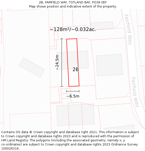 2B, FAIRFIELD WAY, TOTLAND BAY, PO39 0EF: Plot and title map