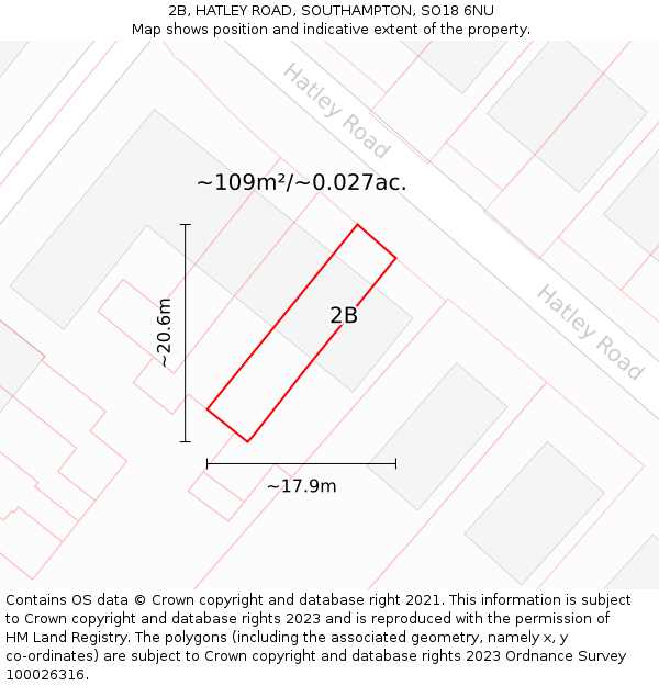 2B, HATLEY ROAD, SOUTHAMPTON, SO18 6NU: Plot and title map