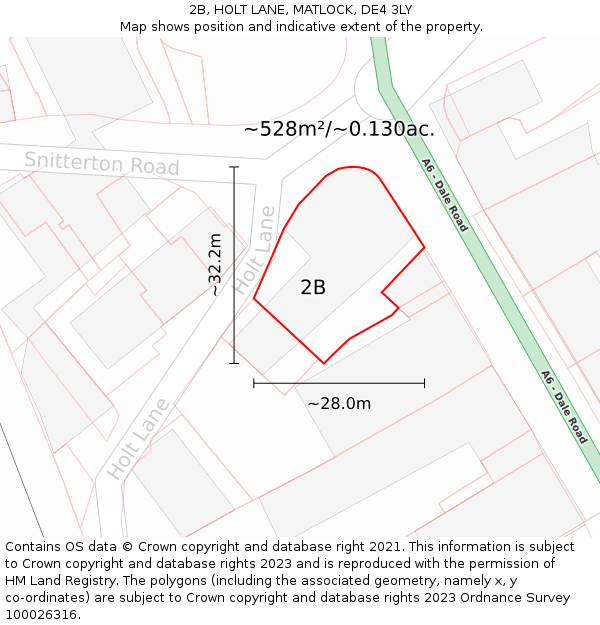 2B, HOLT LANE, MATLOCK, DE4 3LY: Plot and title map