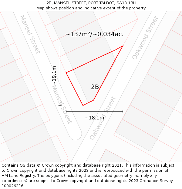 2B, MANSEL STREET, PORT TALBOT, SA13 1BH: Plot and title map