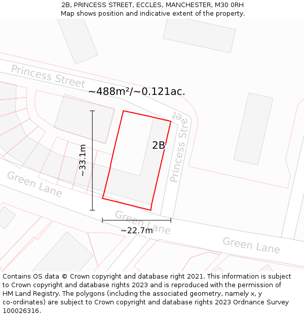 2B, PRINCESS STREET, ECCLES, MANCHESTER, M30 0RH: Plot and title map