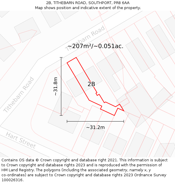 2B, TITHEBARN ROAD, SOUTHPORT, PR8 6AA: Plot and title map