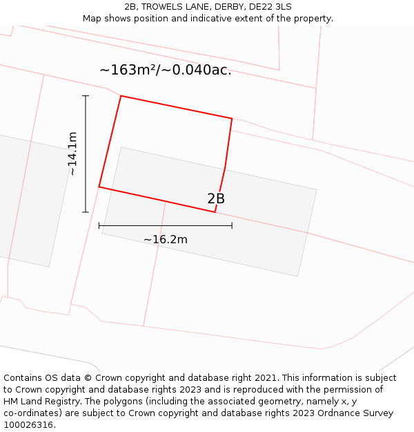 2B, TROWELS LANE, DERBY, DE22 3LS: Plot and title map