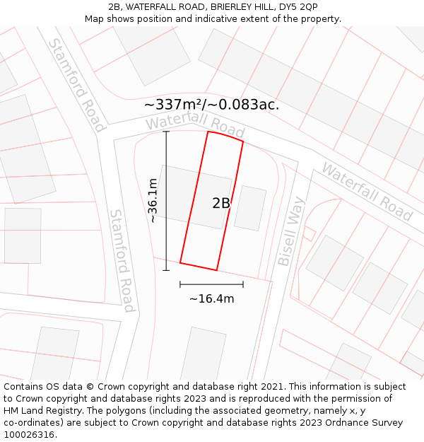 2B, WATERFALL ROAD, BRIERLEY HILL, DY5 2QP: Plot and title map