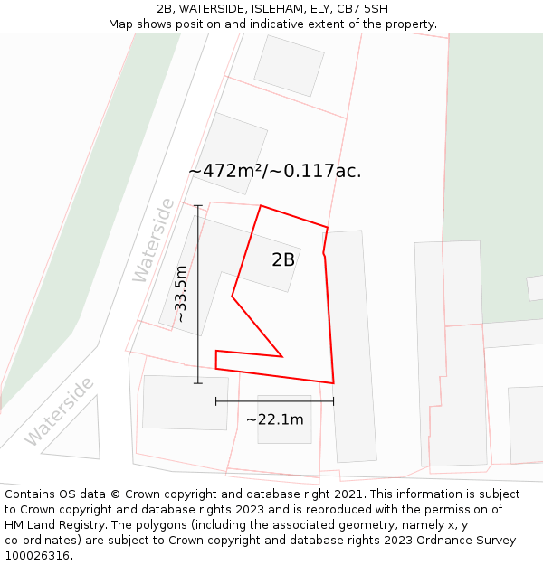 2B, WATERSIDE, ISLEHAM, ELY, CB7 5SH: Plot and title map